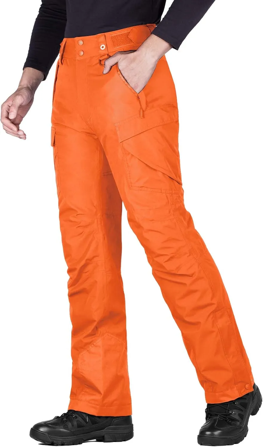 FREE SOLDIER Men's Waterproof Snow Insulated Pants Winter Skiing Snowboarding Pants with Zipper Pockets