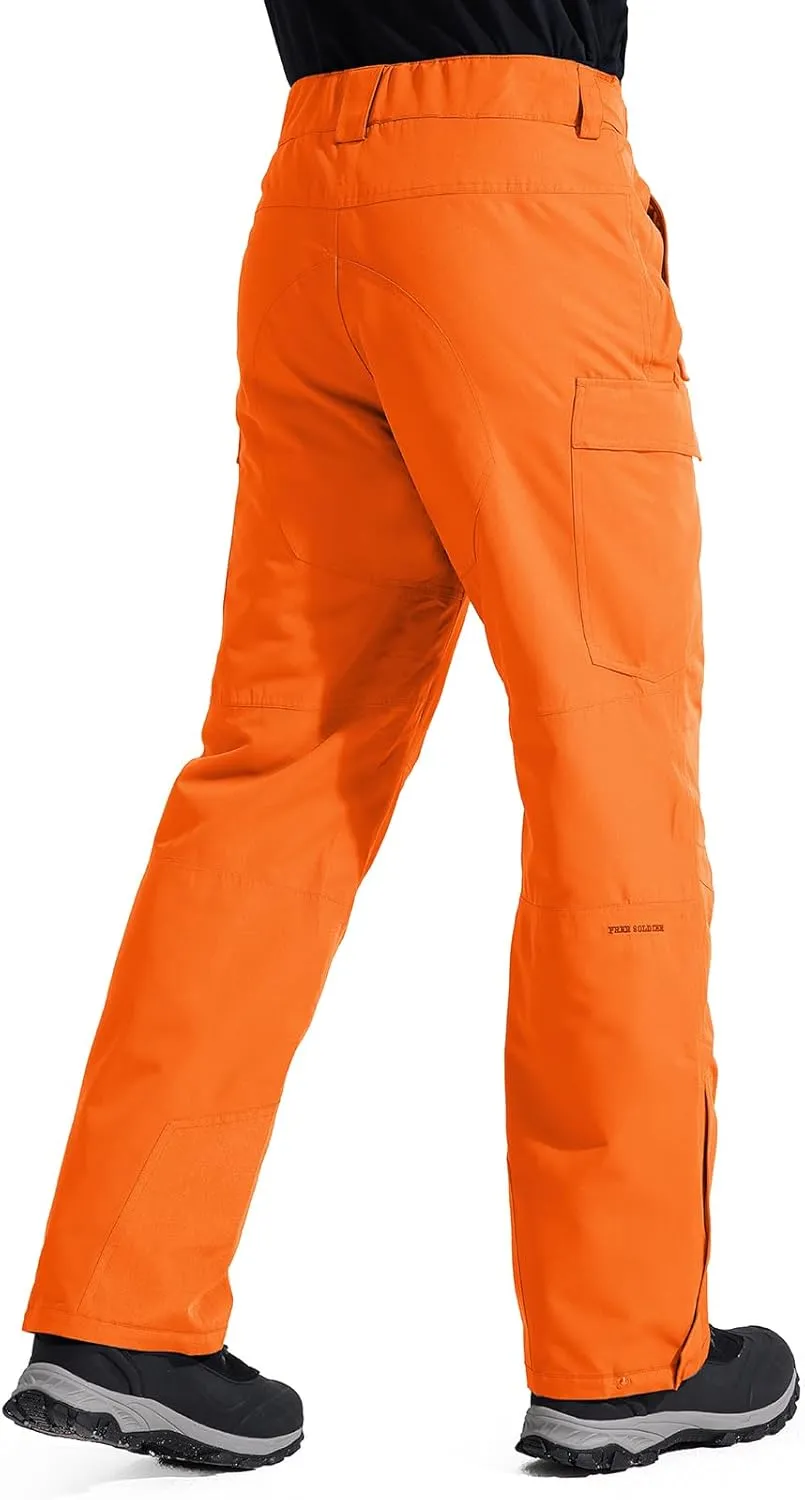 FREE SOLDIER Men's Waterproof Snow Insulated Pants Winter Skiing Snowboarding Pants with Zipper Pockets