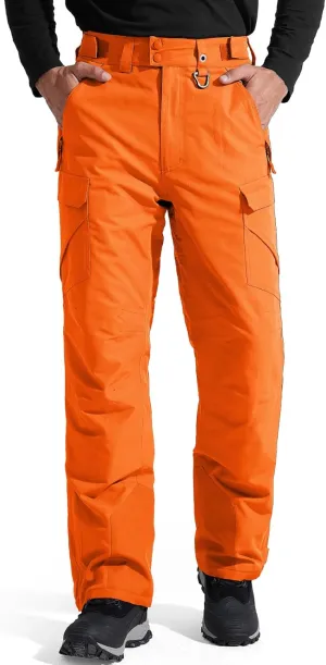 FREE SOLDIER Men's Waterproof Snow Insulated Pants Winter Skiing Snowboarding Pants with Zipper Pockets