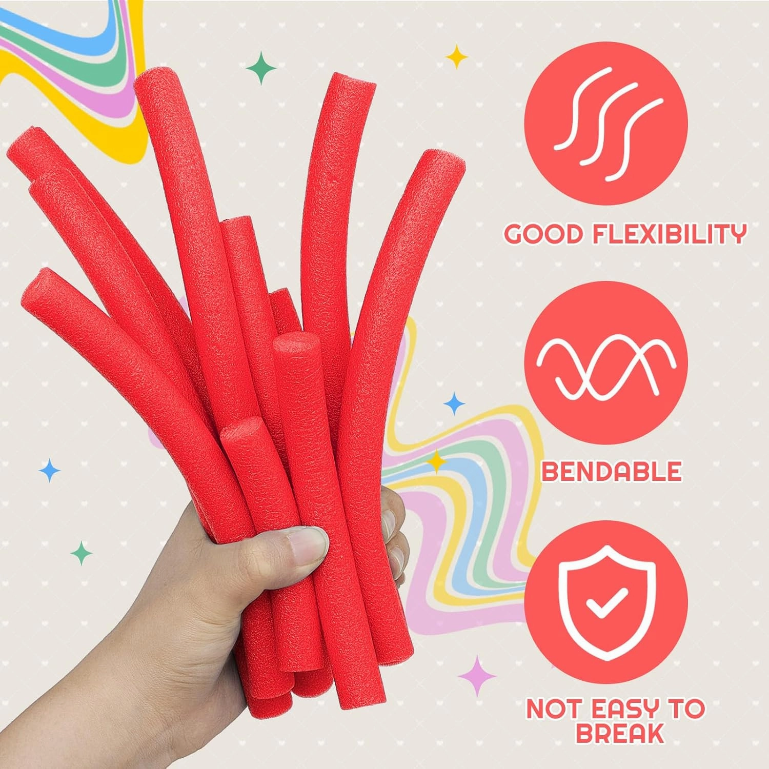 Frienda Foam Noodle Rope 40 ft 5/8 Inch Pool Noodles Tube Craft Versatile Foam Rod Rope Cylinder for Modeling, DIY Arts and Crafts Supplies(Red)