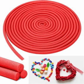 Frienda Foam Noodle Rope 40 ft 5/8 Inch Pool Noodles Tube Craft Versatile Foam Rod Rope Cylinder for Modeling, DIY Arts and Crafts Supplies(Red)