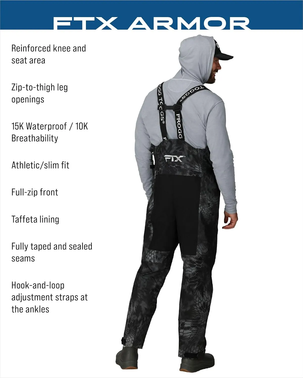 FROGG TOGGS Men's FTX Armor Premium Waterproof Rain, Fishing Bibs