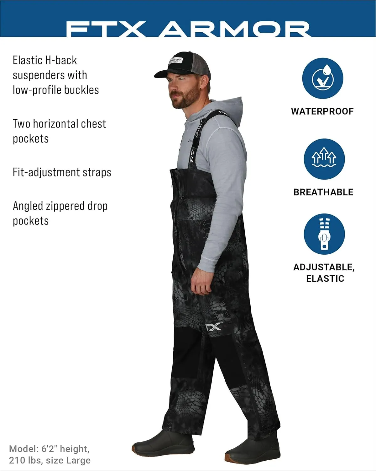 FROGG TOGGS Men's FTX Armor Premium Waterproof Rain, Fishing Bibs