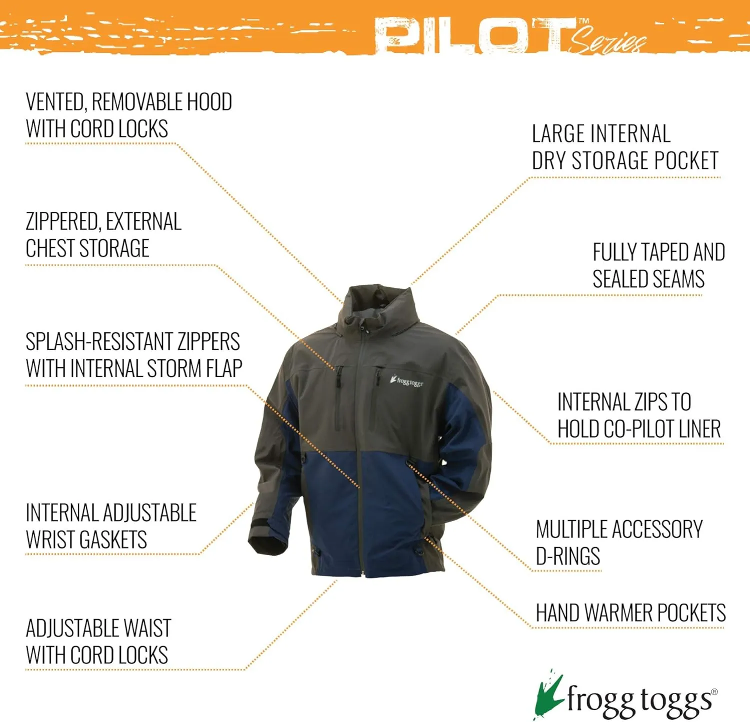 FROGG TOGGS Men's Pilot 2 Guide 3-Layer Waterproof Breathable Rain Jacket