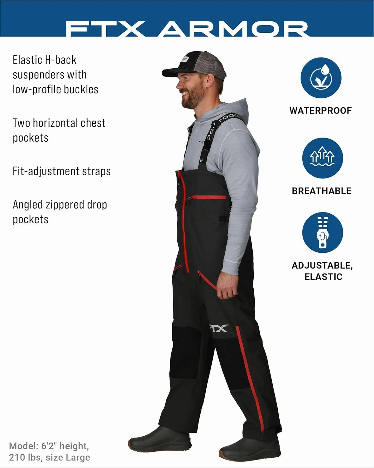 FROGG TOGGS Men's FTX Armor Premium Waterproof Rain, Fishing Bibs