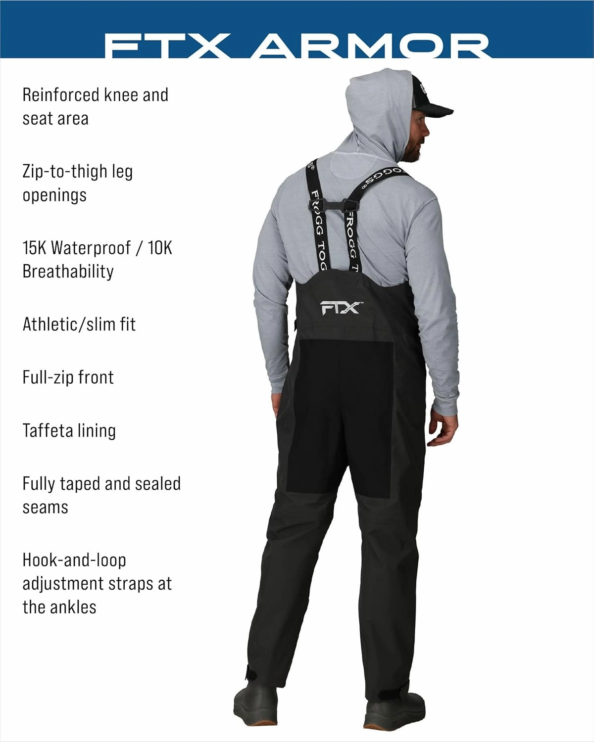 FROGG TOGGS Men's FTX Armor Premium Waterproof Rain, Fishing Bibs