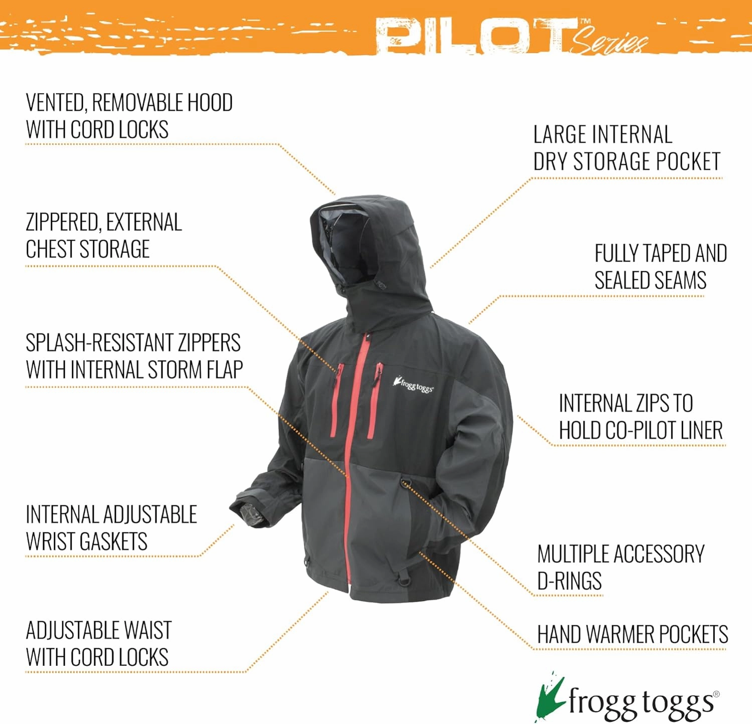 FROGG TOGGS Men's Pilot 2 Guide 3-Layer Waterproof Breathable Rain Jacket
