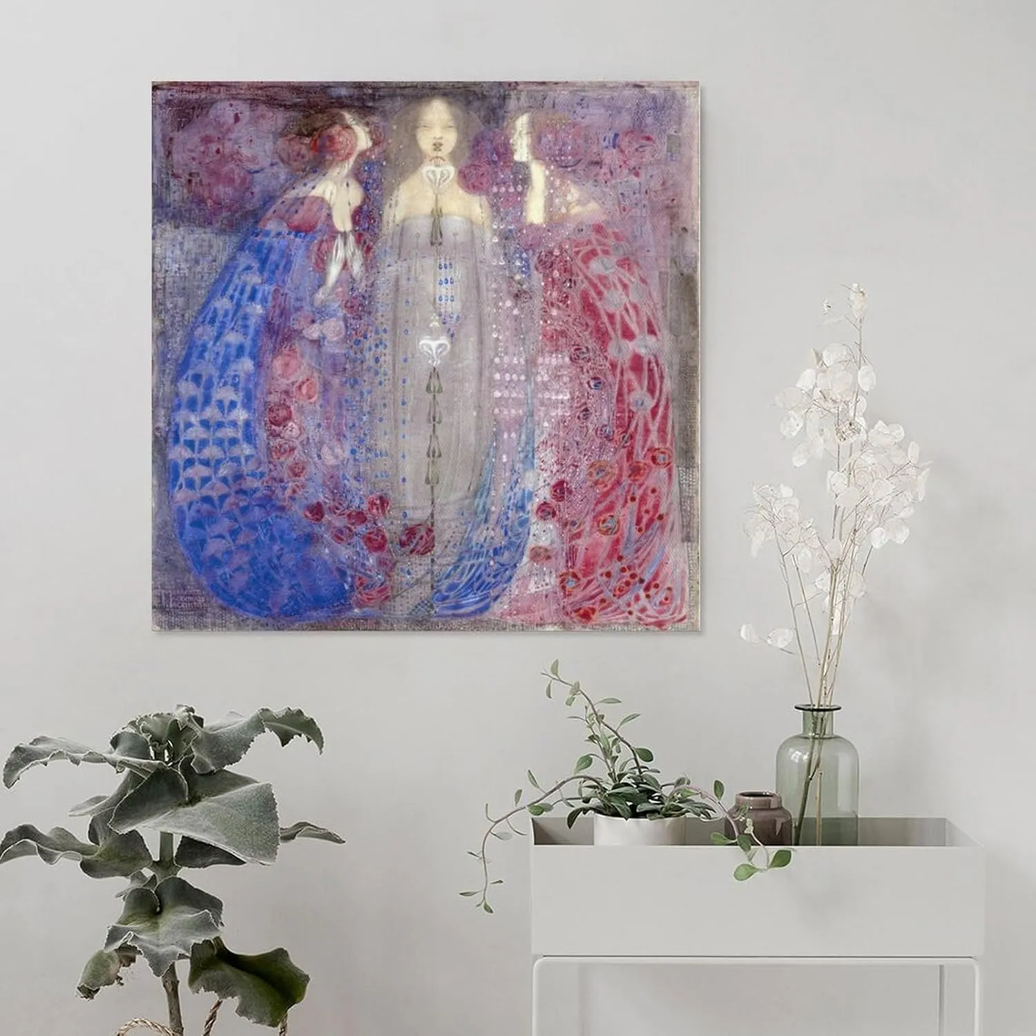 FUCMI Margaret Macdonald Mackintosh The Three Perfumes Canvas Poster Wall Art Bedroom Decor Office Room Kitchen Decor Gift 16x16inch(40x40cm)