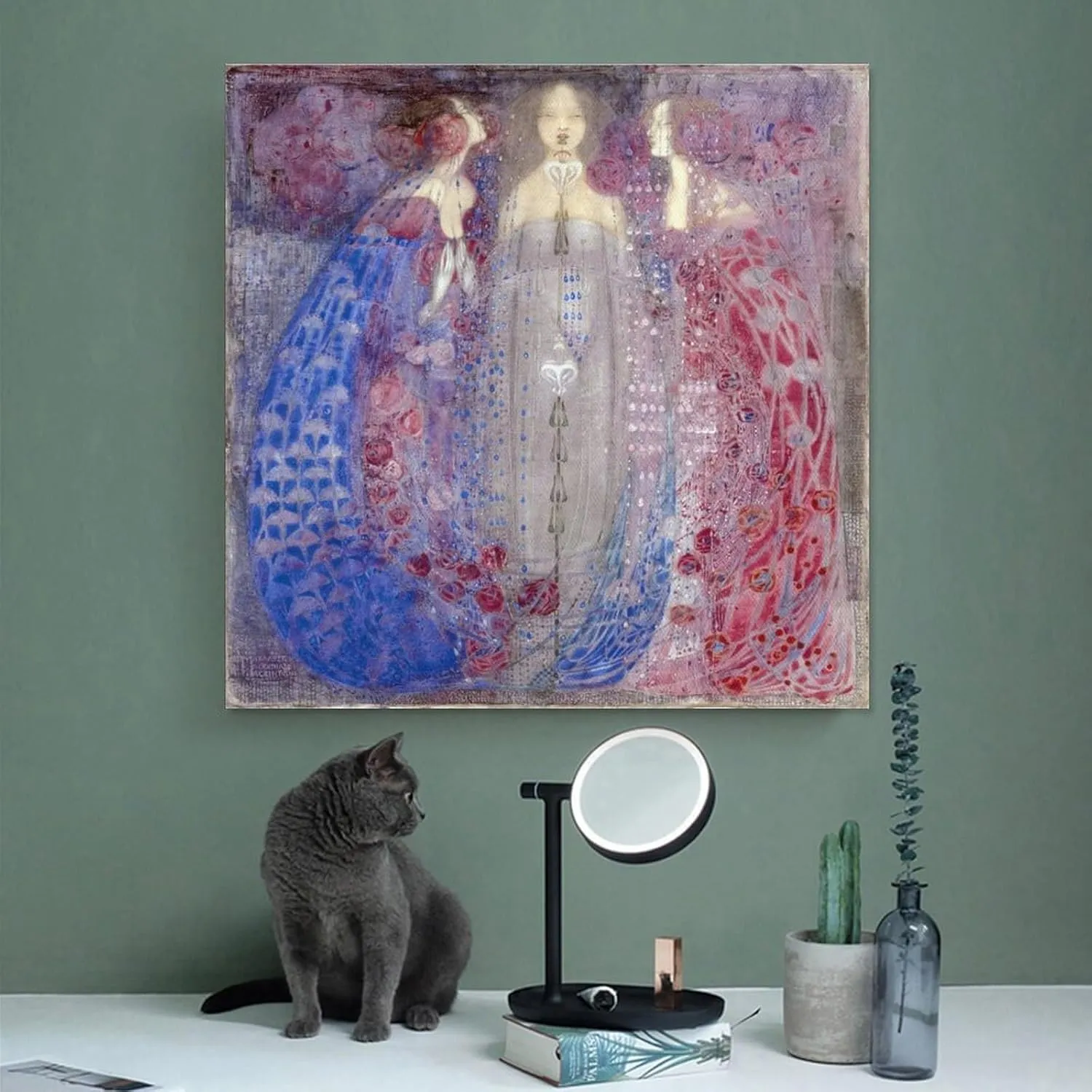 FUCMI Margaret Macdonald Mackintosh The Three Perfumes Canvas Poster Wall Art Bedroom Decor Office Room Kitchen Decor Gift 16x16inch(40x40cm)