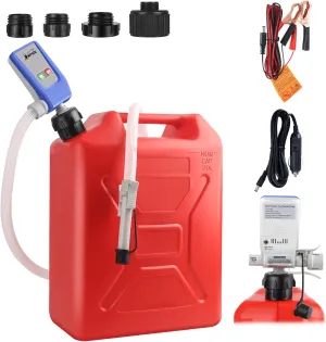 Fuel Transfer Pump with Auto-Stop Sensor, 51“ Hose with Tank Adapter Portable Liquid Pump for Gasoline, Diesel Fuel, No More Lifting Heavy Gas Cans