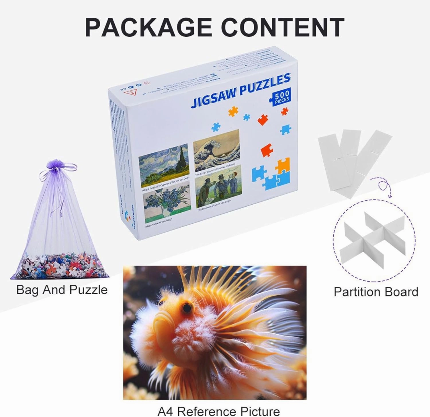 Funny Sea Fish Adult Jigsaw Puzzles 500 Pieces Funny Puzzle Game Gifts Landscape Puzzle Cute Animal Print