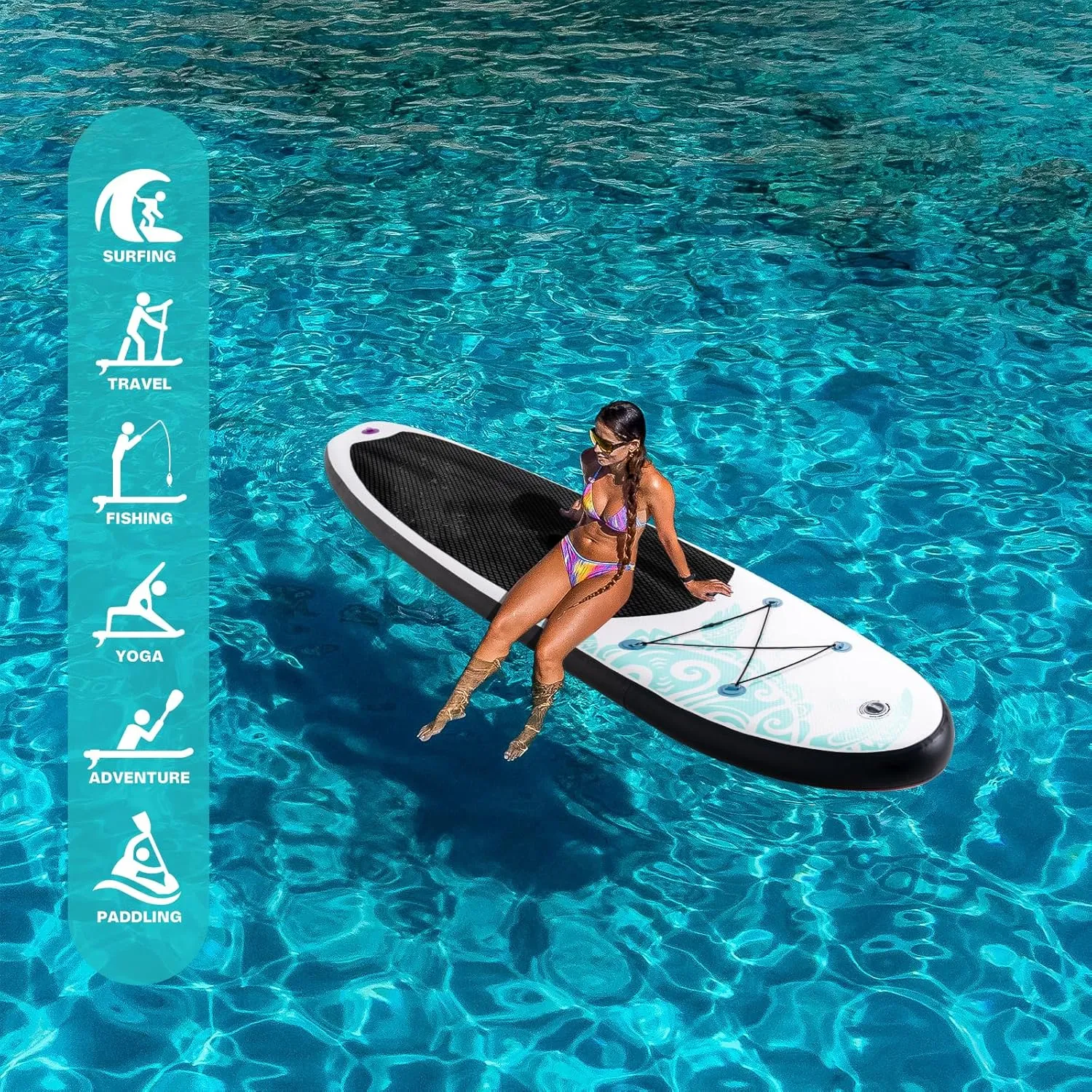 FunWater Inflatable Stand Up Paddle Board with Premium SUP Paddleboard Accessories, Anti-Slip EVA Deck, 11'/10'6'' Paddle Boards for Adults & Youth of All Skill Levels