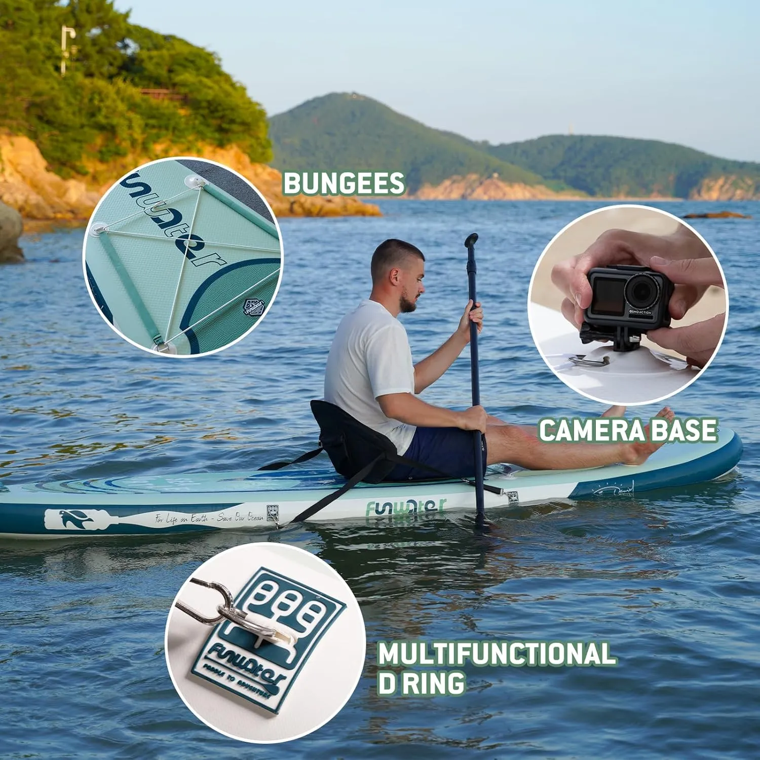 FunWater Inflatable Stand Up Paddle Board with Premium SUP Paddleboard Accessories, Anti-Slip EVA Deck, 11'/10'6'' Paddle Boards for Adults & Youth of All Skill Levels