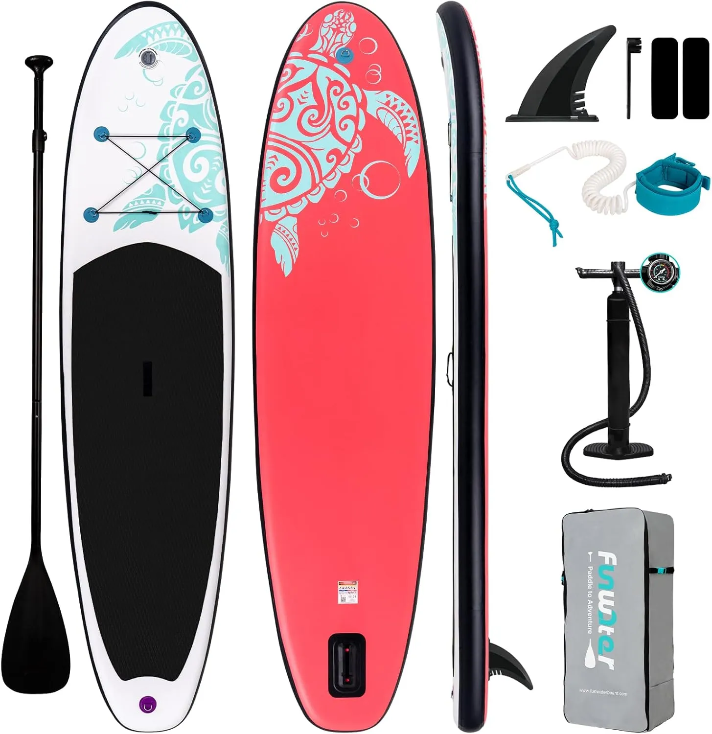 FunWater Inflatable Stand Up Paddle Board with Premium SUP Paddleboard Accessories, Anti-Slip EVA Deck, 11'/10'6'' Paddle Boards for Adults & Youth of All Skill Levels