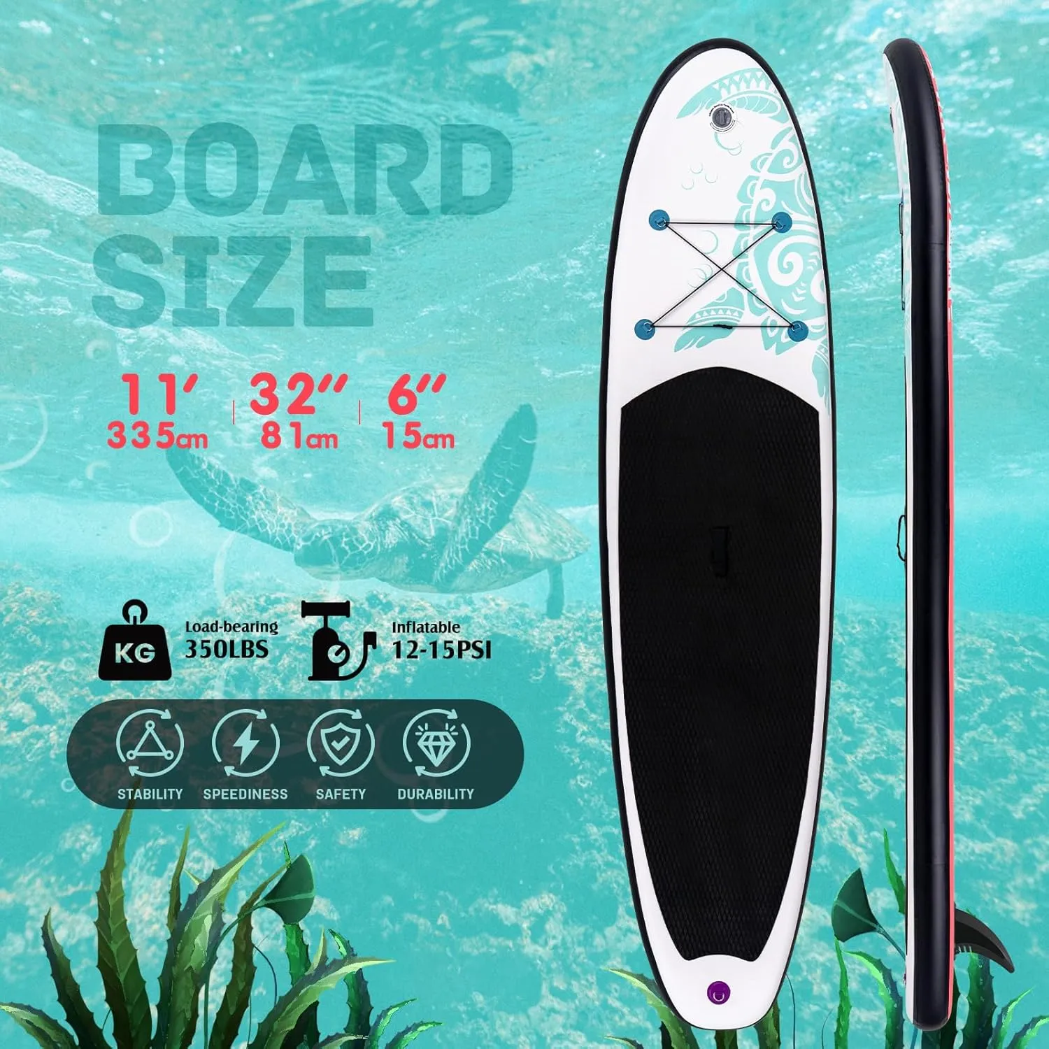 FunWater Inflatable Stand Up Paddle Board with Premium SUP Paddleboard Accessories, Anti-Slip EVA Deck, 11'/10'6'' Paddle Boards for Adults & Youth of All Skill Levels