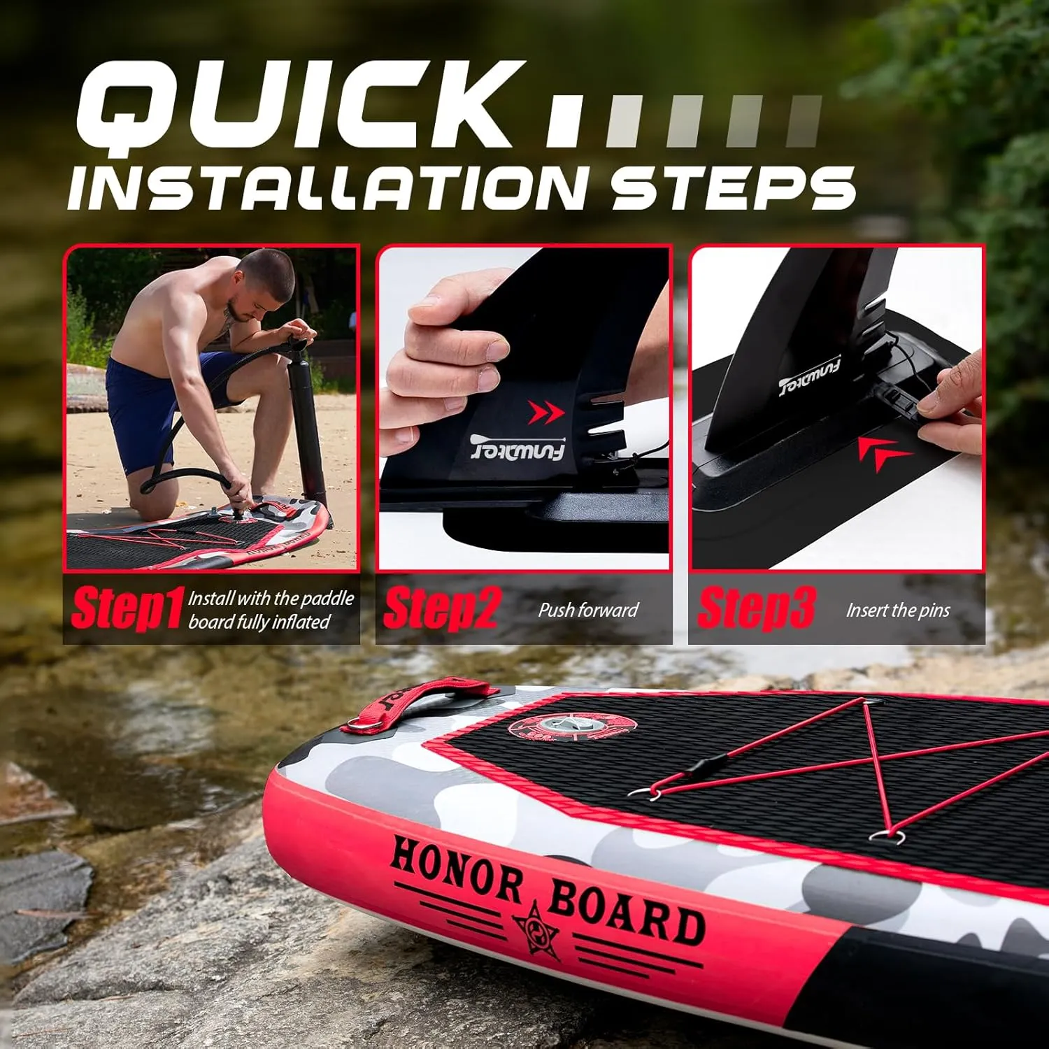 FunWater Inflatable Stand Up Paddle Board with Premium SUP Paddleboard Accessories, Anti-Slip EVA Deck, 11'/10'6'' Paddle Boards for Adults & Youth of All Skill Levels