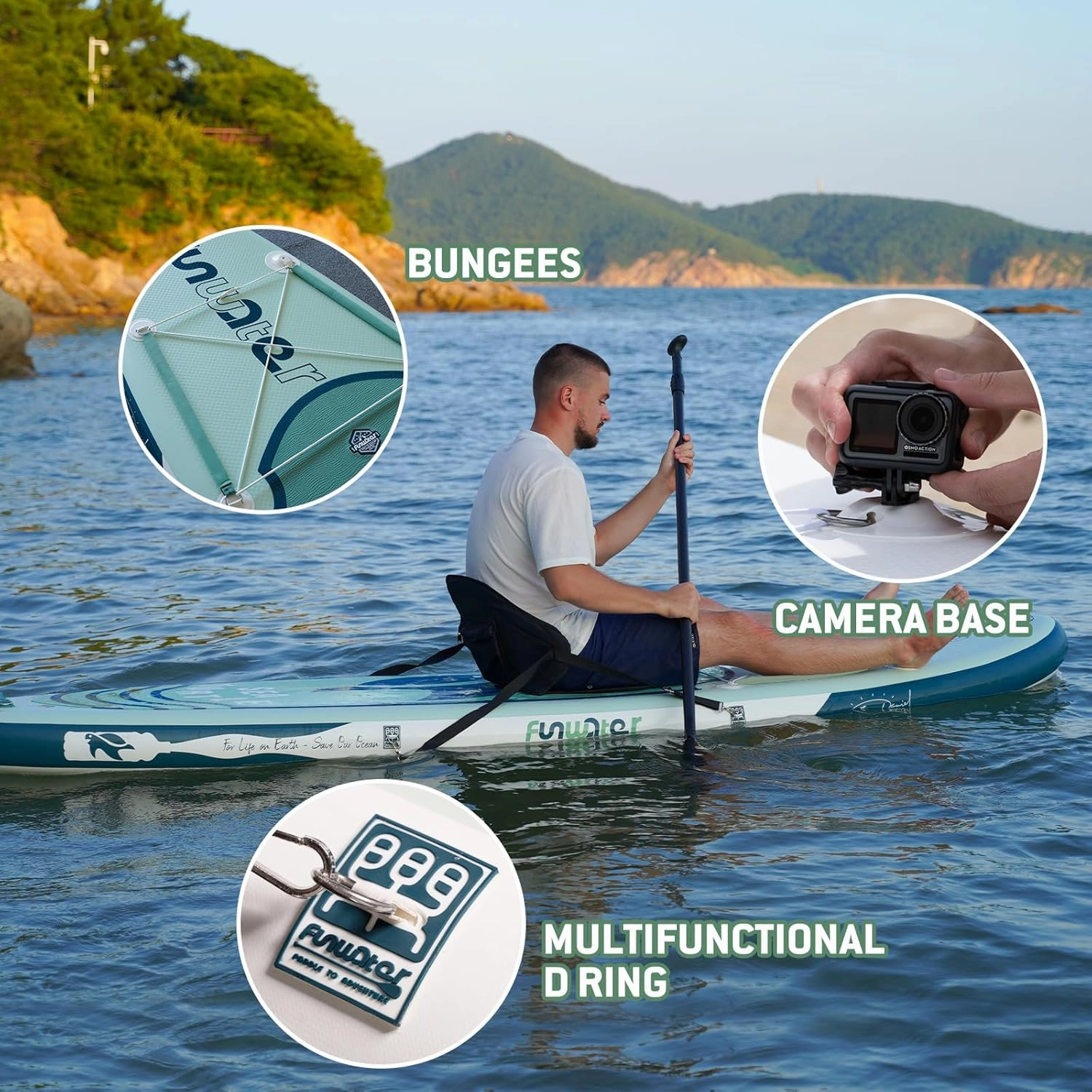 FunWater Inflatable Stand Up Paddle Board with Premium SUP Paddleboard Accessories, Anti-Slip EVA Deck, 11'/10'6'' Paddle Boards for Adults & Youth of All Skill Levels