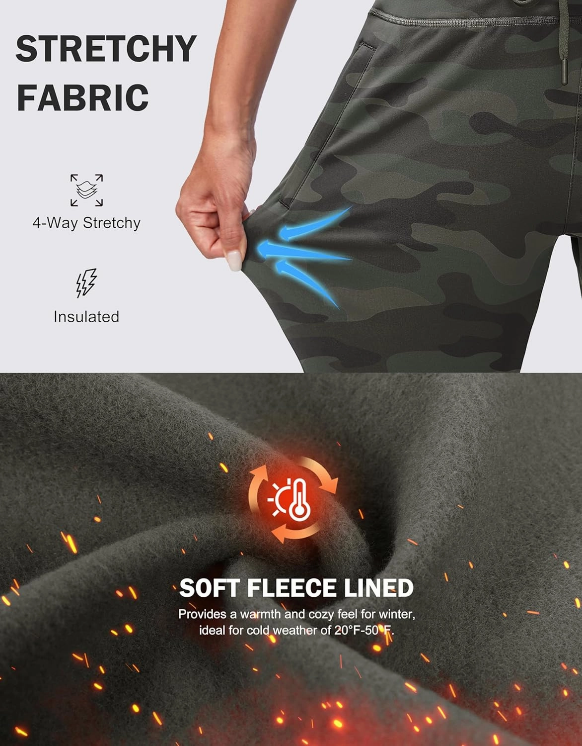 G Gradual Women's Fleece Lined Joggers High Waisted Water Resistant Thermal Winter Sweatpants Running Hiking Pockets
