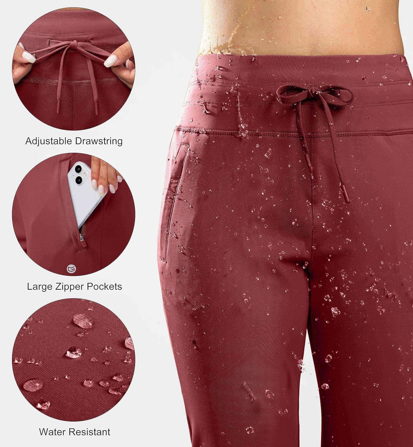 G Gradual Women's Fleece Lined Joggers High Waisted Water Resistant Thermal Winter Sweatpants Running Hiking Pockets