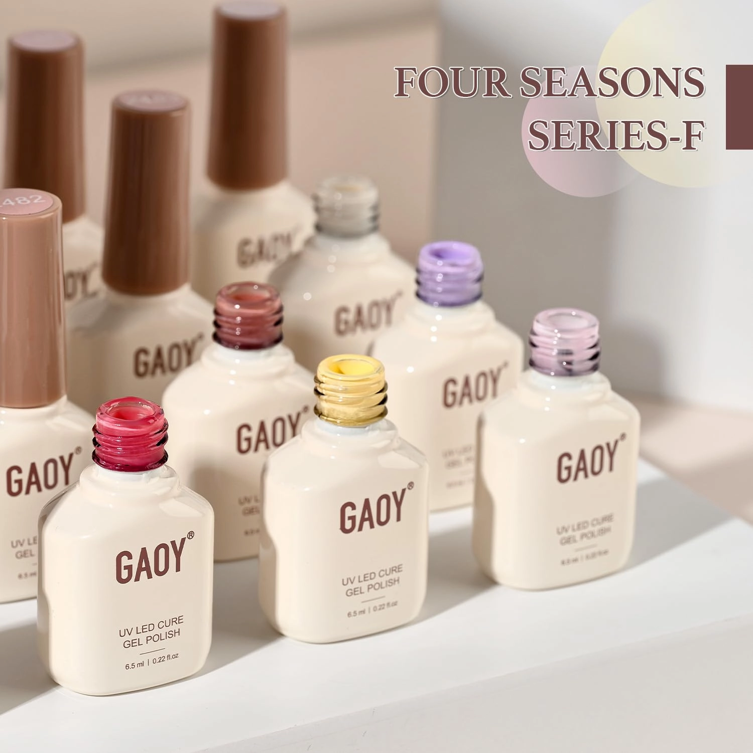 GAOY 42 Pcs Gel Nail Polish Kit, White Pink Blue Brown Glitter Colors All Seasons Gel Nail Polish Set with Glossy & Matte Top Coat and Base Coat for Salon and DIY Manicure at Home