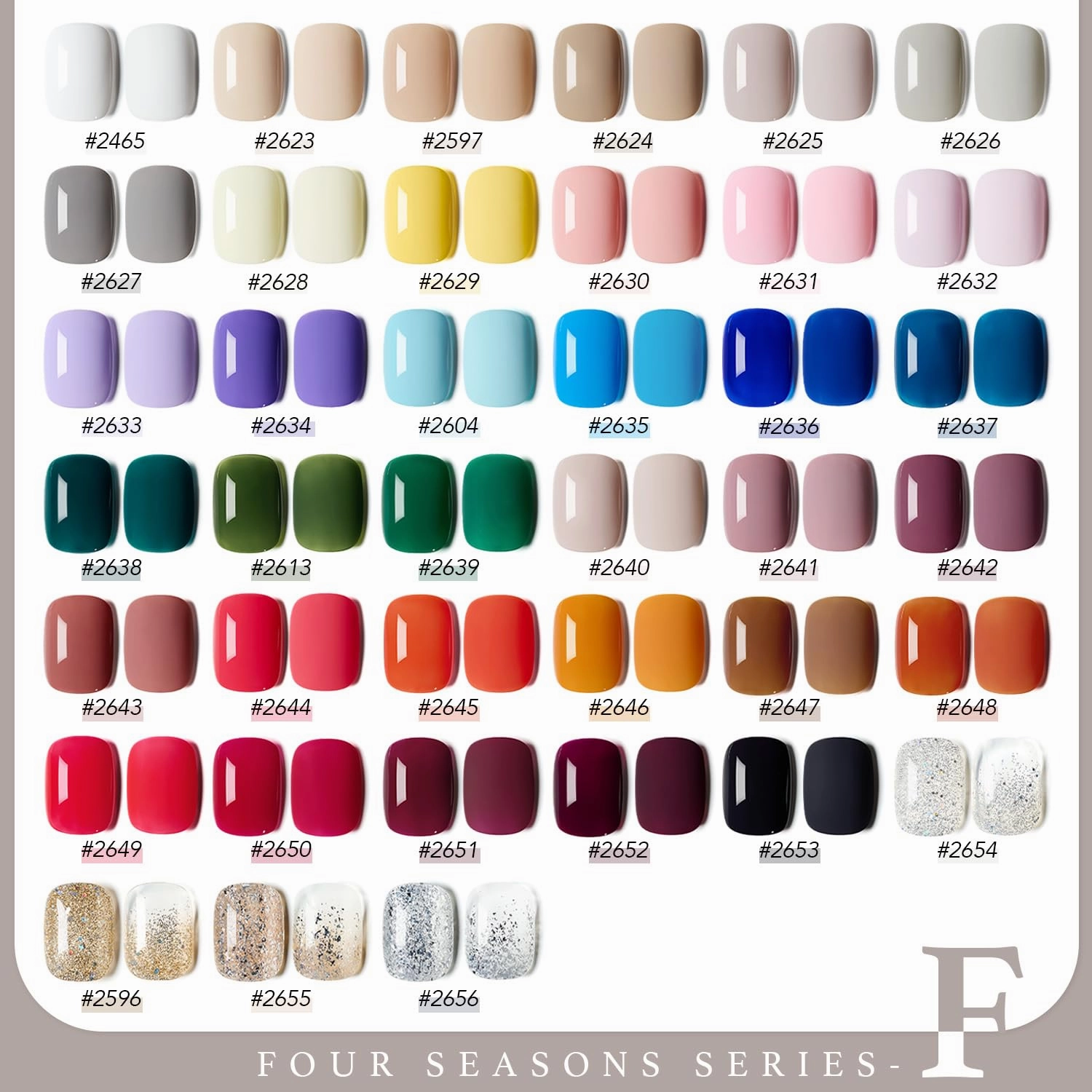 GAOY 42 Pcs Gel Nail Polish Kit, White Pink Blue Brown Glitter Colors All Seasons Gel Nail Polish Set with Glossy & Matte Top Coat and Base Coat for Salon and DIY Manicure at Home