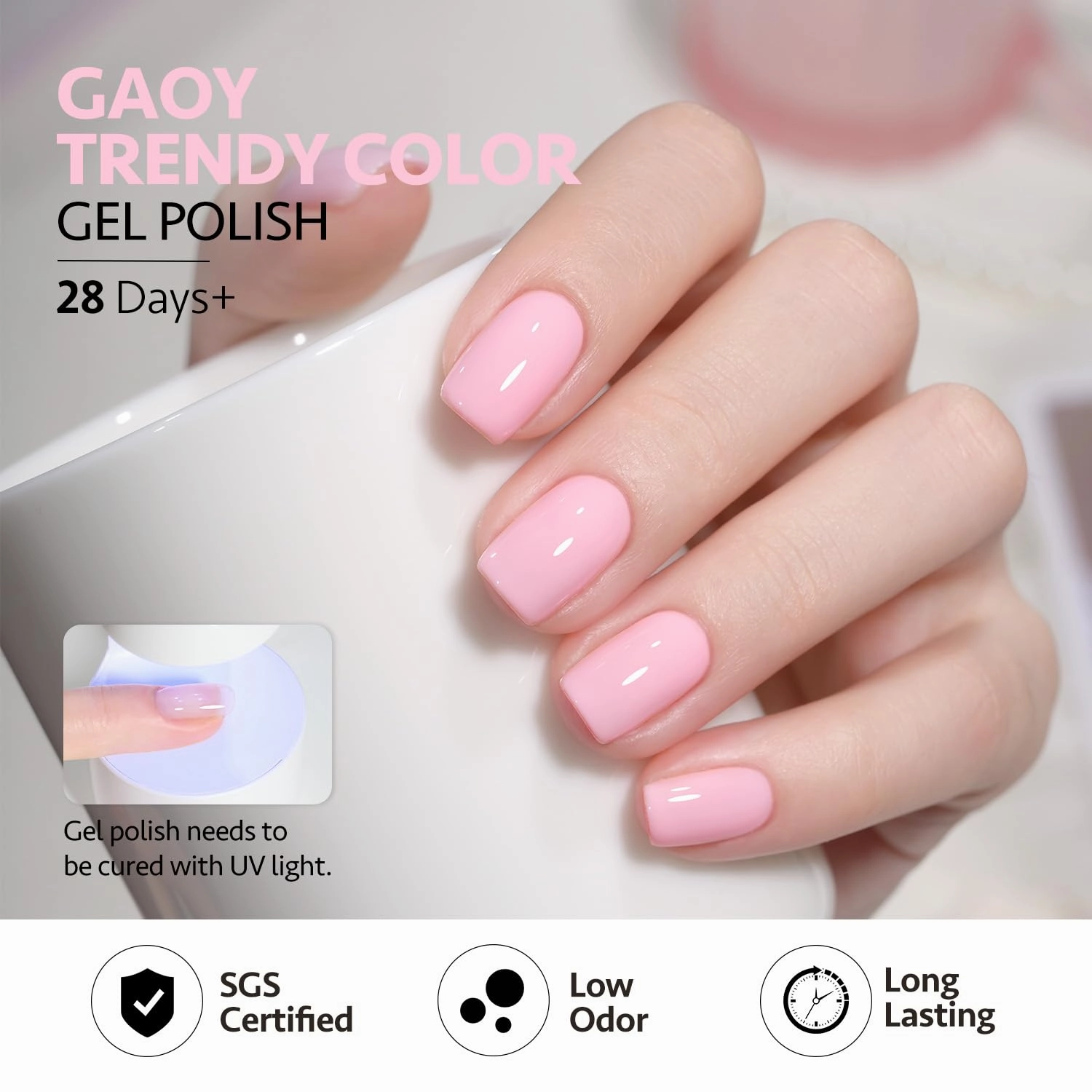 GAOY 42 Pcs Gel Nail Polish Kit, White Pink Blue Brown Glitter Colors All Seasons Gel Nail Polish Set with Glossy & Matte Top Coat and Base Coat for Salon and DIY Manicure at Home