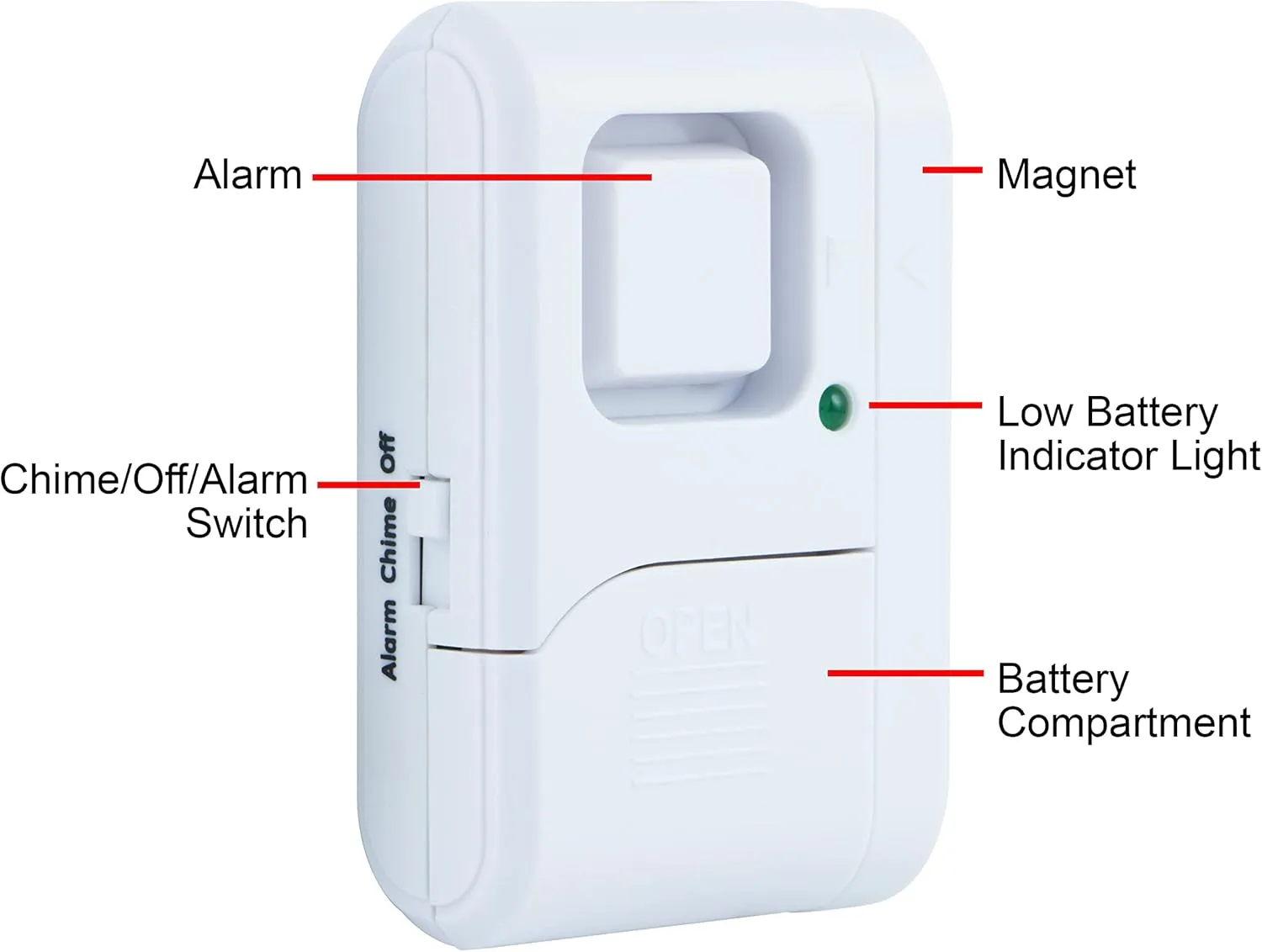 GE Personal Security Window and Door Alarm, 6 Pack, DIY Protection, Burglar Alert, Wireless Chime/Alarm, Easy Installation, Home Security, Ideal for Home, Garage, Apartment and More,White, 49721