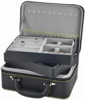 Gift for Women Jewelry Boxes Jewellery Boxes Leather Portable Jewelry Organiser 2 Layers Large Capacity Jewellery Chest for Ring Necklace Earrings