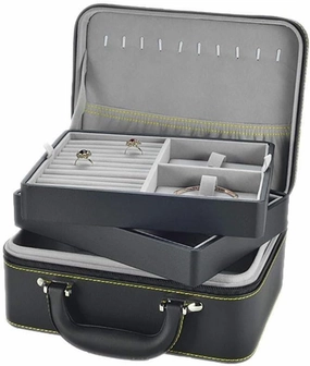 Gift for Women Jewelry Boxes Jewellery Boxes Leather Portable Jewelry Organiser 2 Layers Large Capacity Jewellery Chest for Ring Necklace Earrings