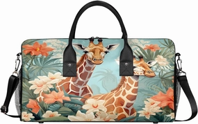 Giraffe Travel Duffle Bag for Women Men Foldable Waterproof Weekender Bag Carry on Tote for Overnight Sports Gym Watercolor Giraffes