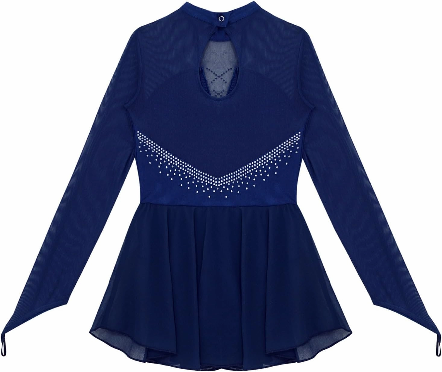 Girls' Ice Figure Skating Dress Long Sleeve Shiny Rhinestones Skirted Leotard Dresses Dancewear