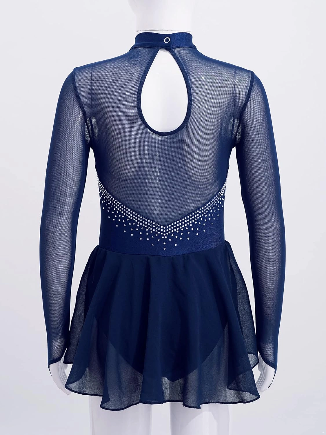 Girls' Ice Figure Skating Dress Long Sleeve Shiny Rhinestones Skirted Leotard Dresses Dancewear