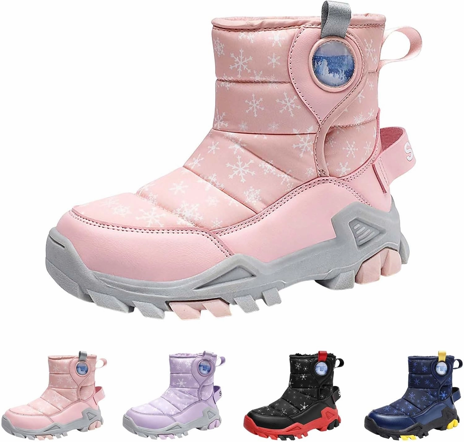 Girls Boys Snow Boots Outdoor Warm Comfortable Non Slip Mid Calf Padded Small Big Kids Winter Shoes Big Kid