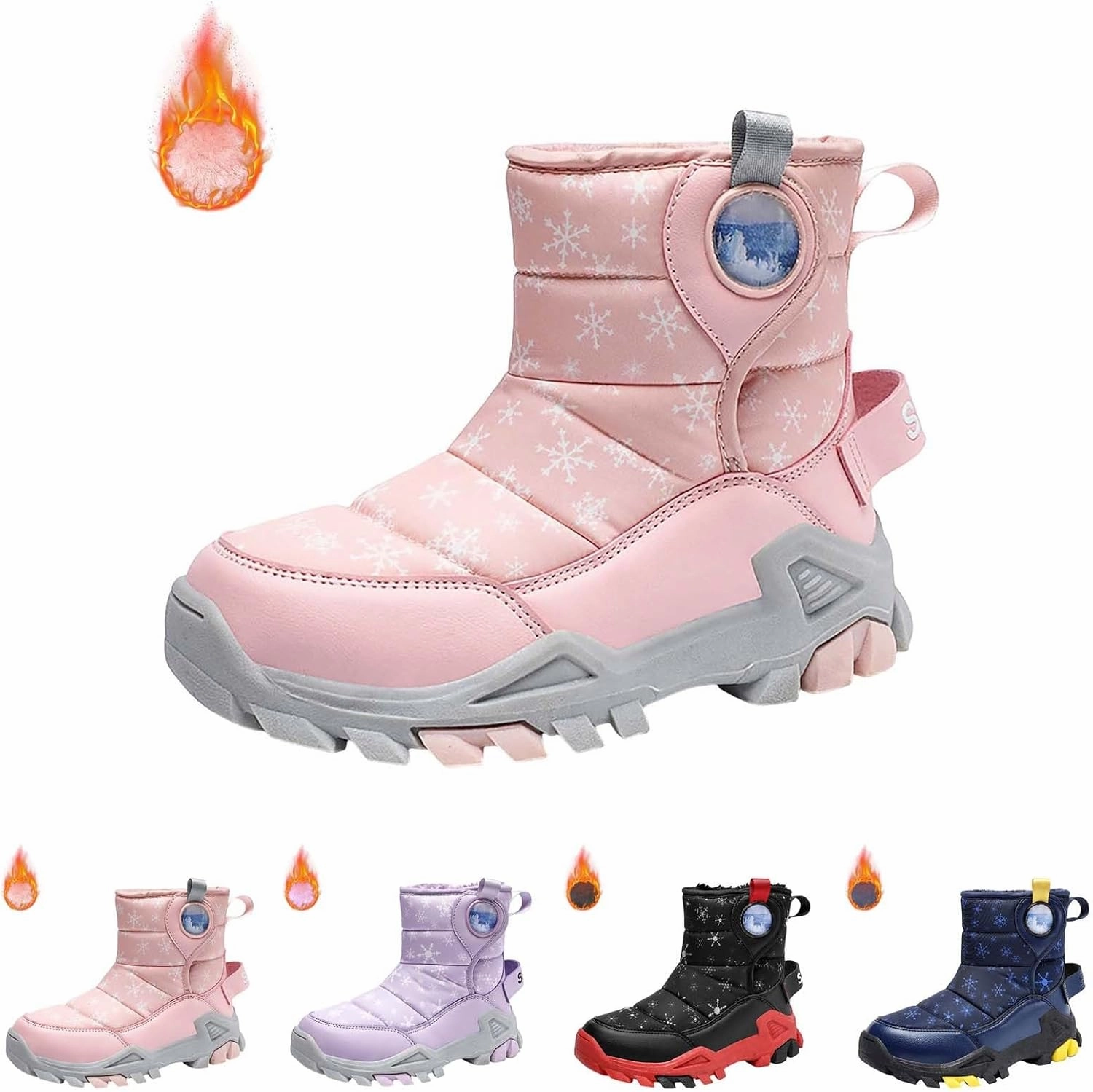 Girls Boys Snow Boots Outdoor Warm Comfortable Non Slip Mid Calf Padded Small Big Kids Winter Shoes Big Kid