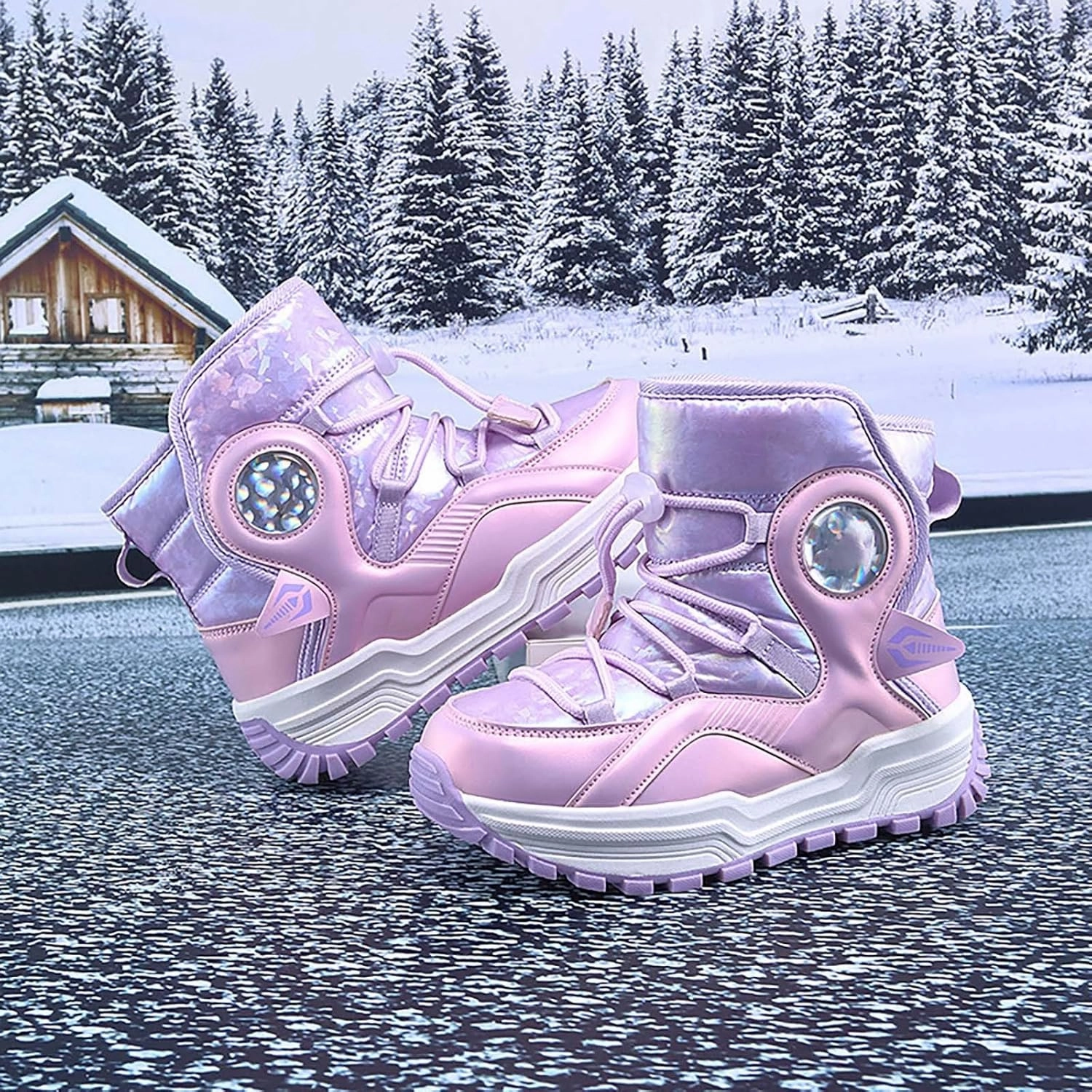 Girls Boys Snow Boots Outdoor Warm Comfortable Non Slip Mid Calf Padded Small Big Kids Winter Toddler Shoes Girls 7
