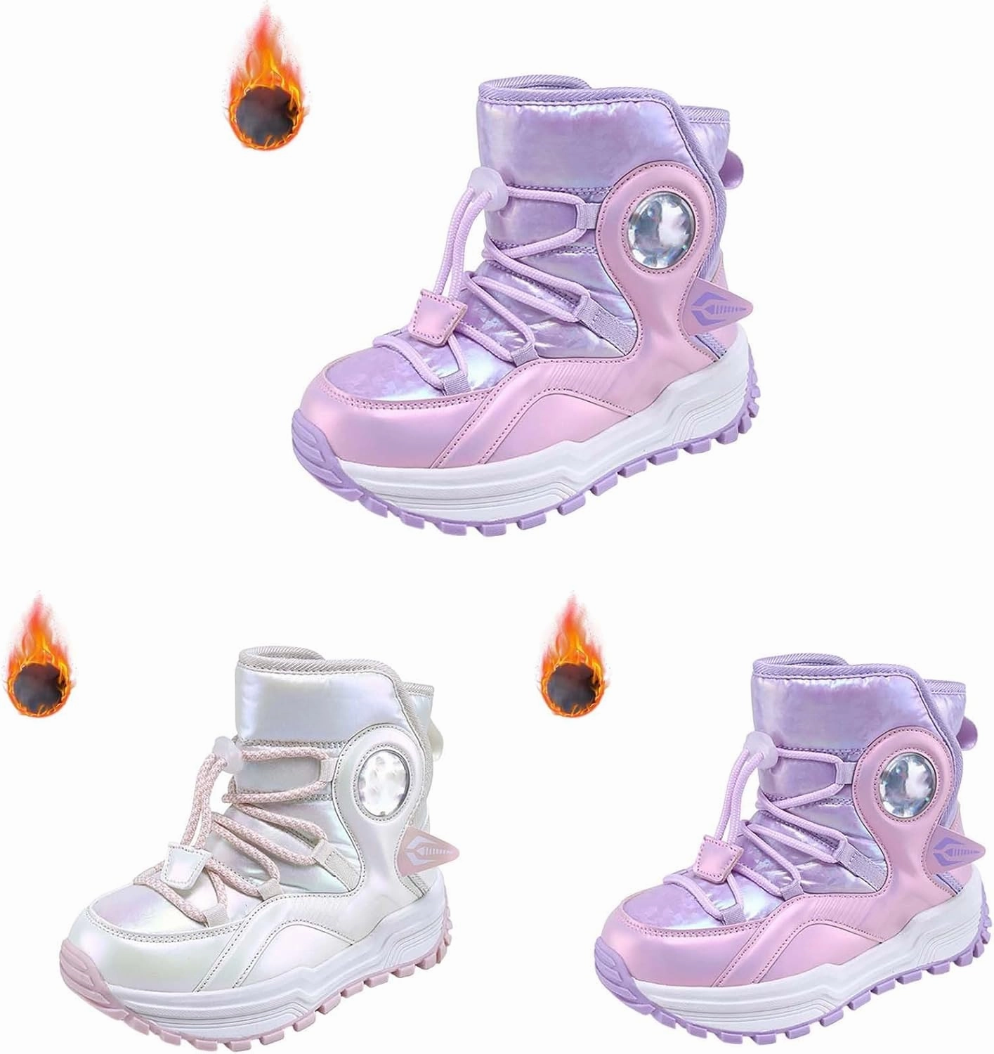 Girls Boys Snow Boots Outdoor Warm Comfortable Non Slip Mid Calf Padded Small Big Kids Winter Toddler Shoes Girls 7