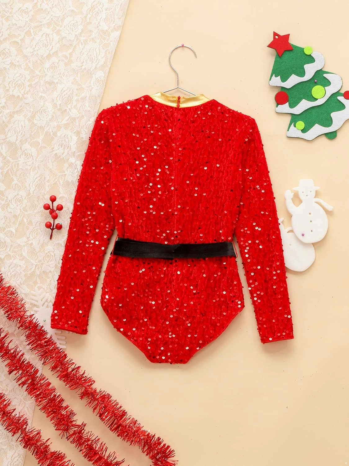 Girls Dance Figure Skating Leotard Gymnastics Bodysuit Jumpsuit Christmas Candy Cane Costume