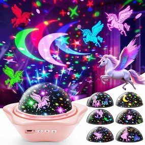 Girls Toys, 【6 Slides 96 Projections】Unicorn Night Light Projector,【Unicorn Mermaid Princess】Girls Toys 0-14,Star&Moon Projector for 3 Year Old Girl Gifts, Birthday Gifts,Juguetes para Niñas,Baby Gift
