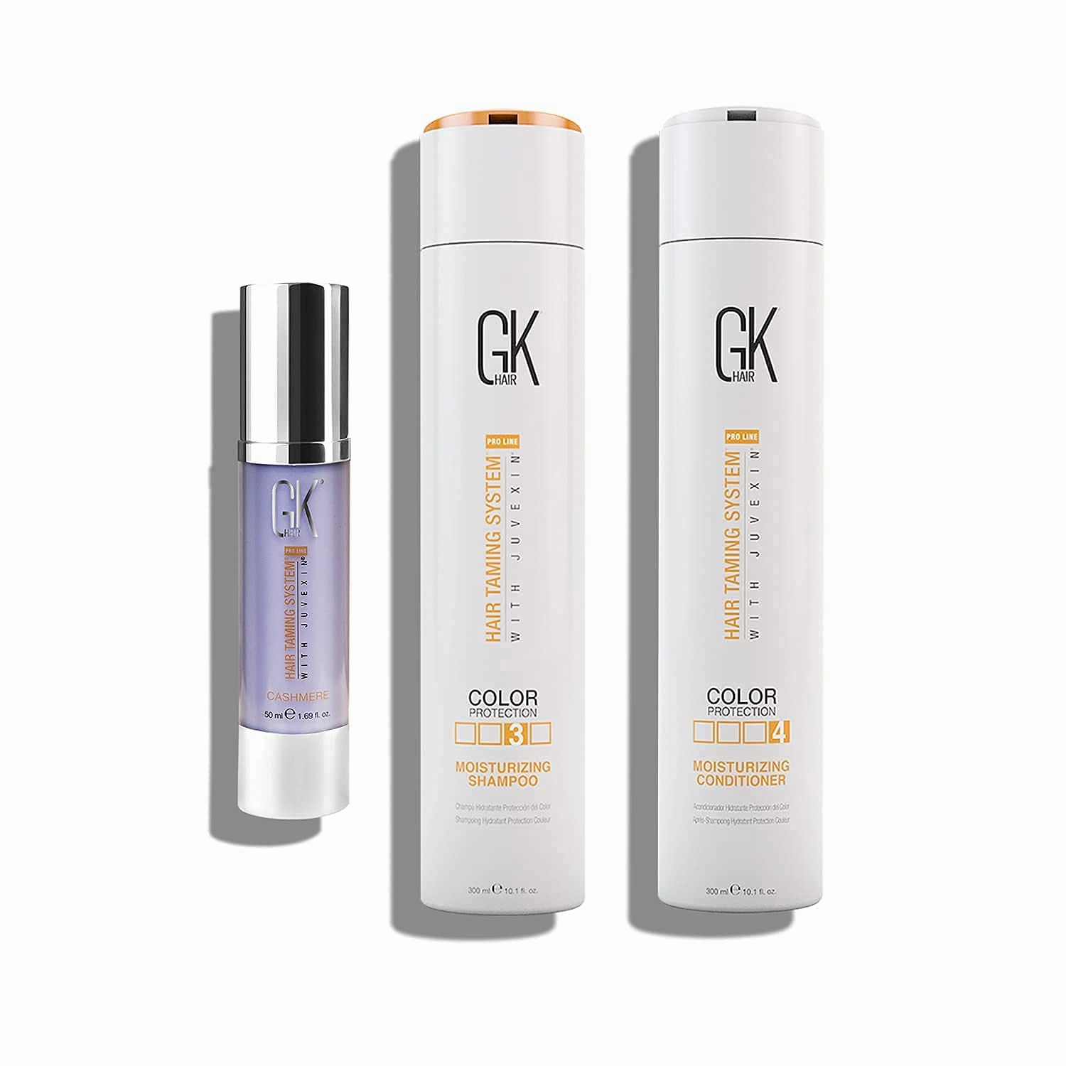 GK Hair Moisturizing Shampoo and Conditioner Set of 300ml with Cashmere Hair Cream for Dry Curly Thick Frizzy Damage Unmanageable Hair