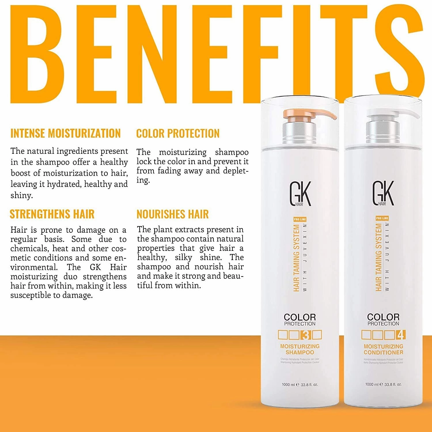GK HAIR Moisturizing Shampoo and Conditioner Set –Shampoo For Men and Women Conditioner set for All Hair Types (10 Fl Oz)