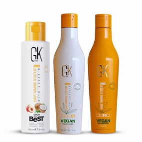 GK HAIR Vegan Shampoo Conditioner Duo 8.11 fl oz with The Best Coco 3.4 fl oz - Hydrating, Color-Safe Hair Care Set for Moisture, Shine, and Frizz Control Ideal Kit
