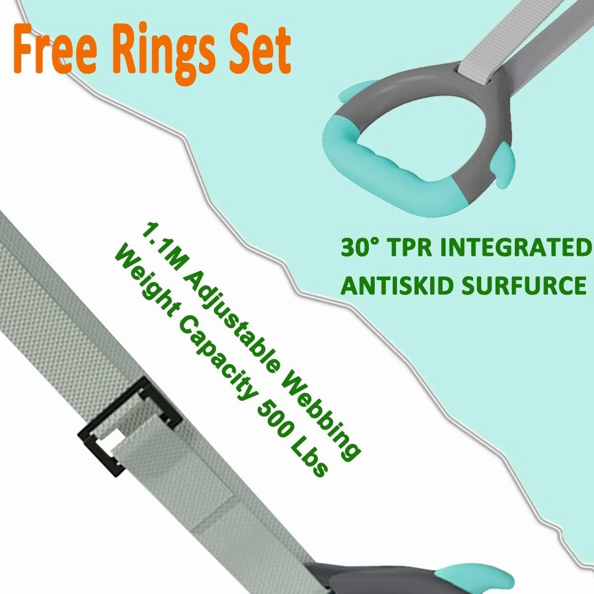 GLANT Gymnastics Bar for Kids with Rings Set, 7 Heights Adjustable Easy Folding Gymnastic Training Bar Kids Monkey Horizontal Bars - Max Load 300LBS