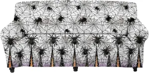 GLENLCWE Black Spider Cobweb Print Sofa Slipcover for 3 Cushion Couch,1Piece Halloween Sofa Couch Cover Gift for Home Furniture Protector Washable for Pets Kids