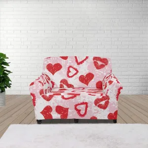 GLENLCWE Valentines Day Heart Stretch Sofa Cover Armchair Loveseat Cover Furniture Protector Couch Soft Long Chair Slipcover with Elastic Bottom, 35.4"-55" Armchair Sofa 1 Seater