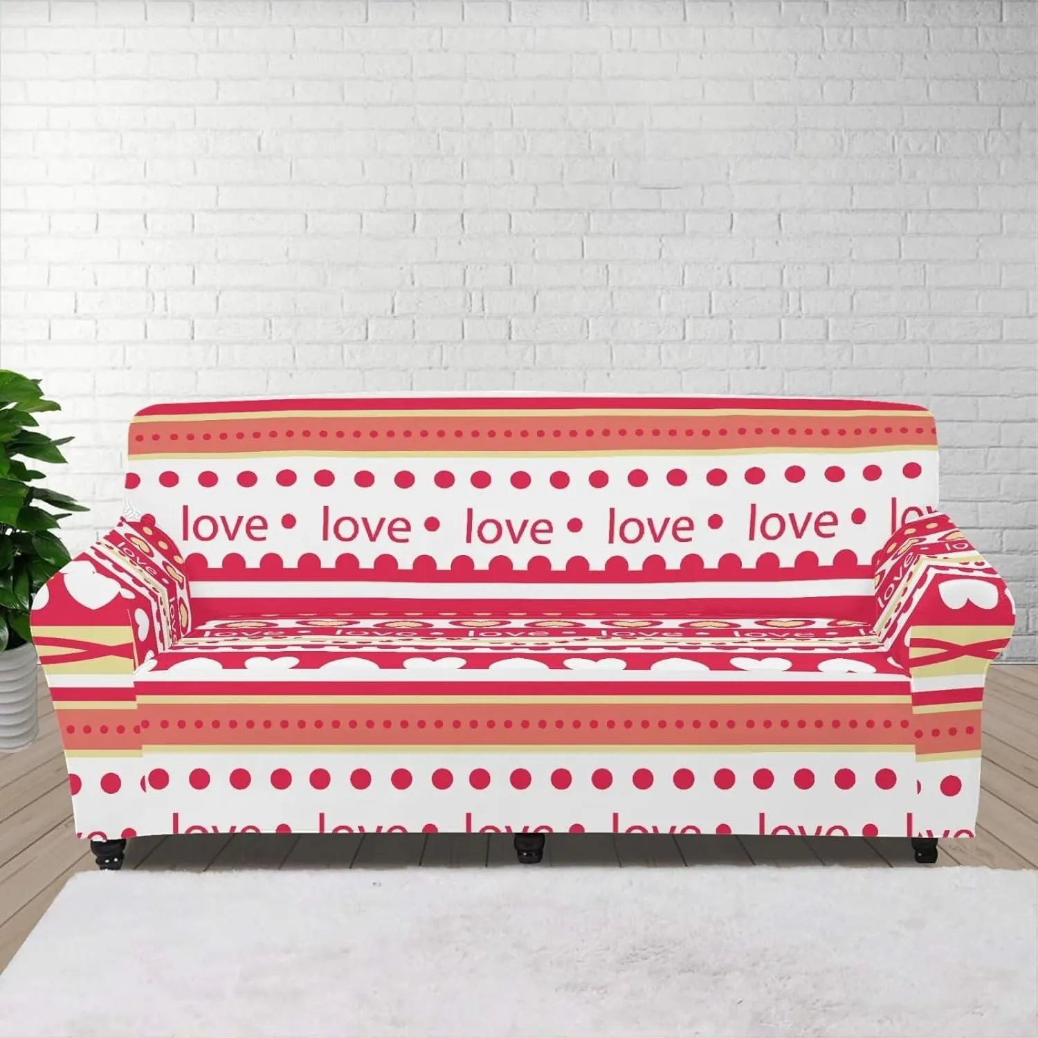 GLENLCWE Valentines Day Pink Couch Covers for 3 Seater Cushion Couch Sofa Sofa Slipcovers Stretch Sofa Cover Washable Furniture Protector for Living Room
