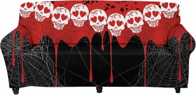 GLENLCWE Red Blood Skeleton Couch Cover,Halloween Sofa Cover Couch Slipcover Stretch Sofa Cover Non Slip Stretch Sofa Protector Washable for Kids Pets