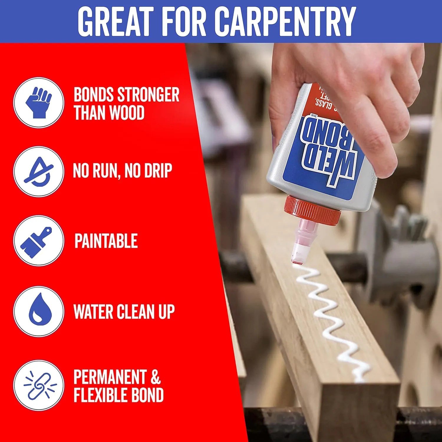 Glue - Bonds Most Anything! 3L /101 oz Non-Toxic Adhesive Glue For Wood Tile Glass Craft Foam Fabric Stone Cement & Concrete & Any Other Porous Surfaces. No Fume Non-Flammable PVA Glue Gallon