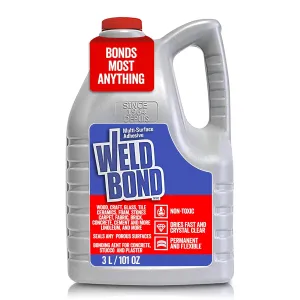 Glue - Bonds Most Anything! 3L /101 oz Non-Toxic Adhesive Glue For Wood Tile Glass Craft Foam Fabric Stone Cement & Concrete & Any Other Porous Surfaces. No Fume Non-Flammable PVA Glue Gallon