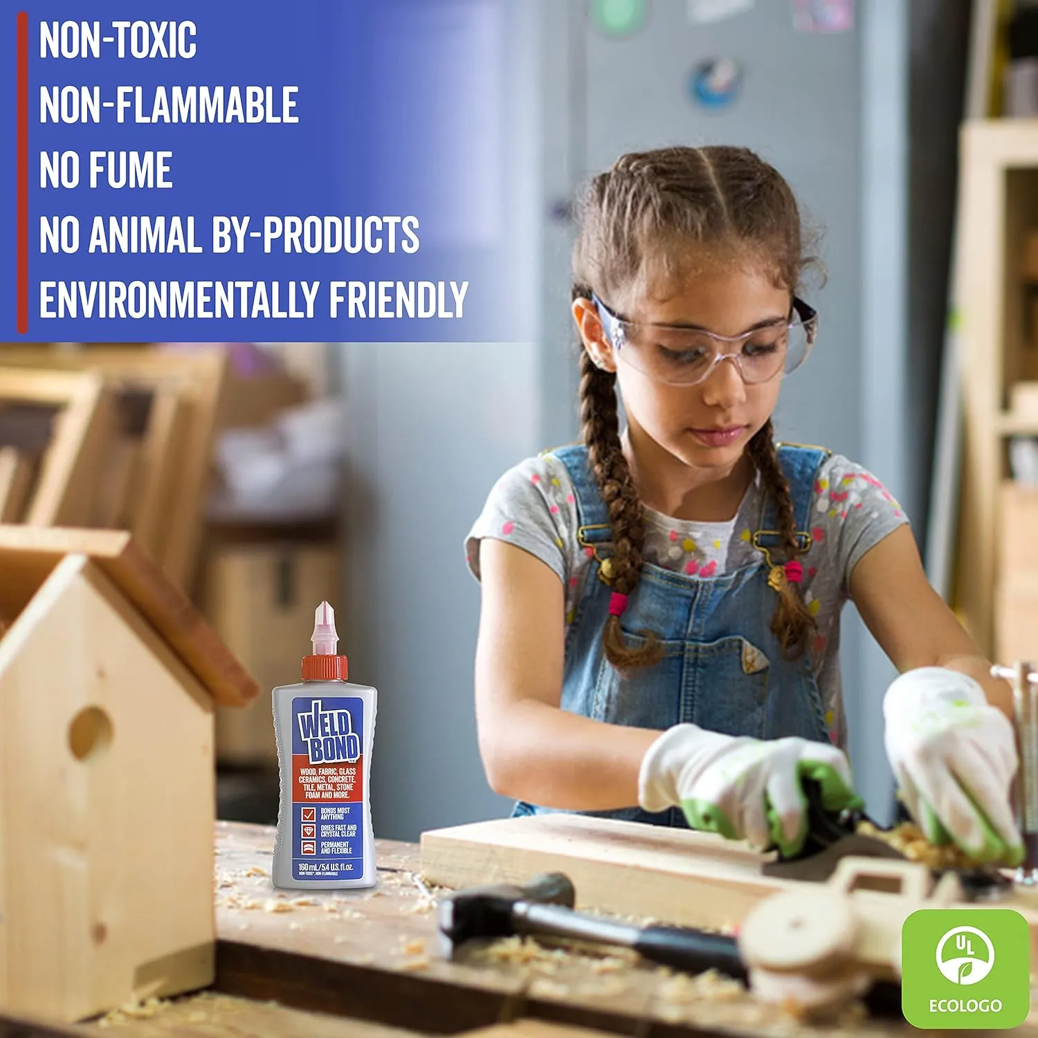 Glue - Bonds Most Anything! 3L /101 oz Non-Toxic Adhesive Glue For Wood Tile Glass Craft Foam Fabric Stone Cement & Concrete & Any Other Porous Surfaces. No Fume Non-Flammable PVA Glue Gallon