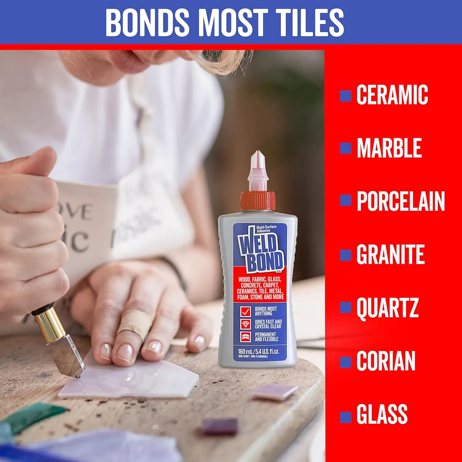 Glue - Bonds Most Anything! 3L /101 oz Non-Toxic Adhesive Glue For Wood Tile Glass Craft Foam Fabric Stone Cement & Concrete & Any Other Porous Surfaces. No Fume Non-Flammable PVA Glue Gallon